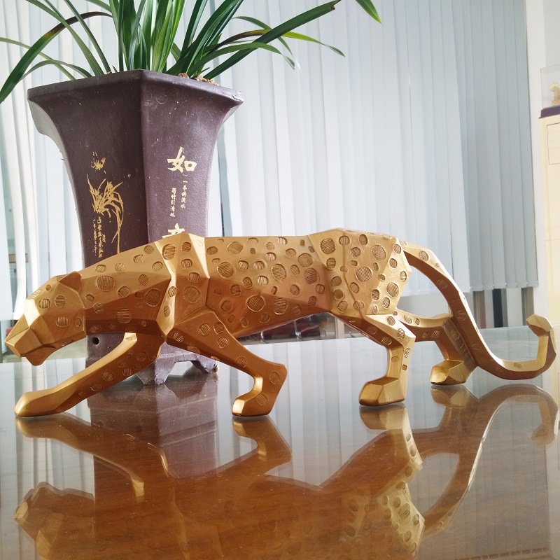 Home Improvement Years - Kerajinan Resin Leopard Gaya Nordik Geometris